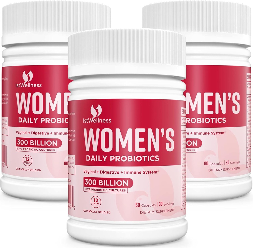 Probiotiká pre ženy - 300 miliárd CFU probiotiká, 12 kmeňov probiotiká s brusnicou, vybrané ženy probiotiká pre vaginálne, močové, pH bilancie, hnačka, tráviace Gut & Immune Health - 180 kapsúl