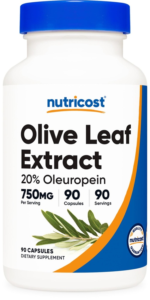 Nutricost Olive Leaf Extract (20% Oleuropein) 750 MG, 90 Kapsule - Non-GMO, Gluten Free