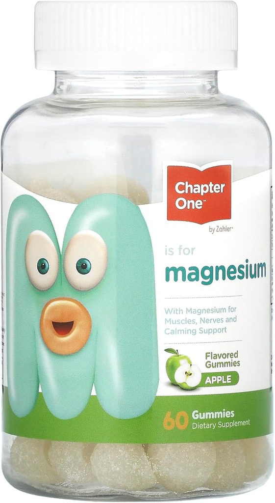 Kapitola One Magnézium Gumies for Kids & Adults - Natural Calm Gumies - Calm Magnézium Citrate - Bone and Muscle Function Supplements for Kids & Adults - Mood Support, Košer Apple Flavor (60)