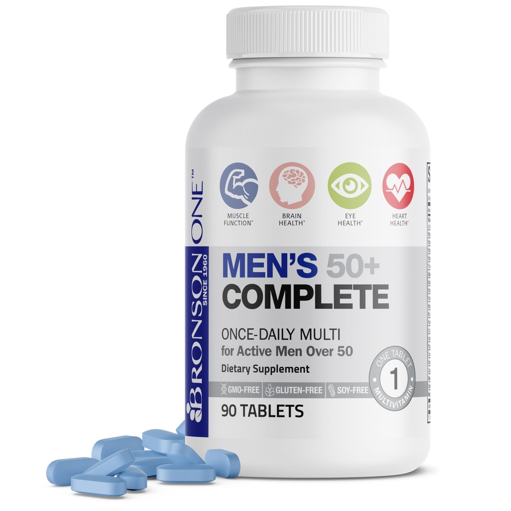 Bronson One Daily Mens 50+ Complete Multivitamín Multimineral, 90 tabliet