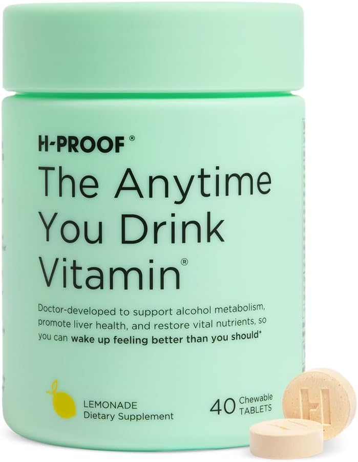 H-PROOF Vždy, keď pijete vitamíny, zdravie pečene a imunita podpora s elektrolytov, mliečne bodliak, a vitamíny B & C - 40 žuvacie tablety (20 podáva), Vegan, citróna