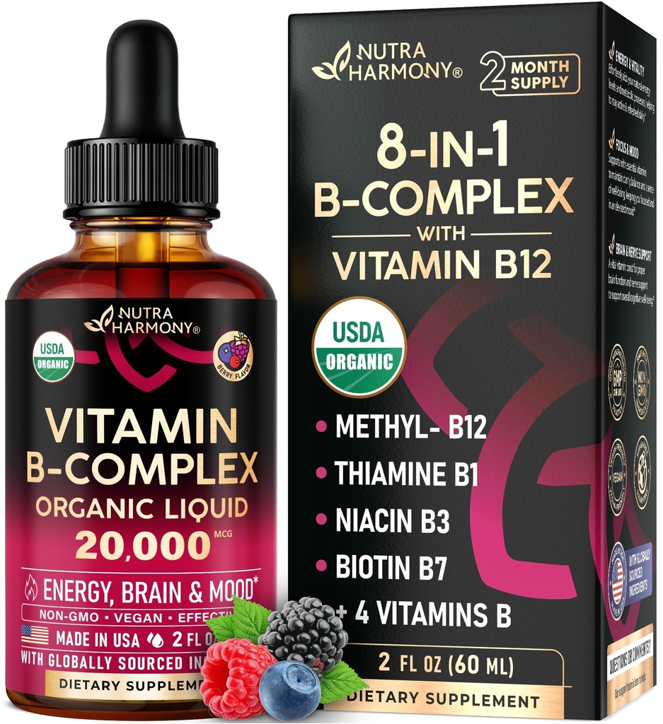 USDA Organic Vitamin B-Complex B5 Kyselina pantoténová B12 Metylkobalamín 