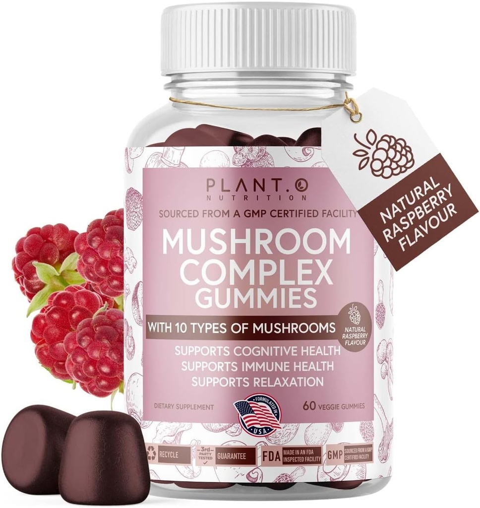 Huba Gummy Premium Supplement [10 Mushroom Complex Extract] Delicious & Fast Acting Lion