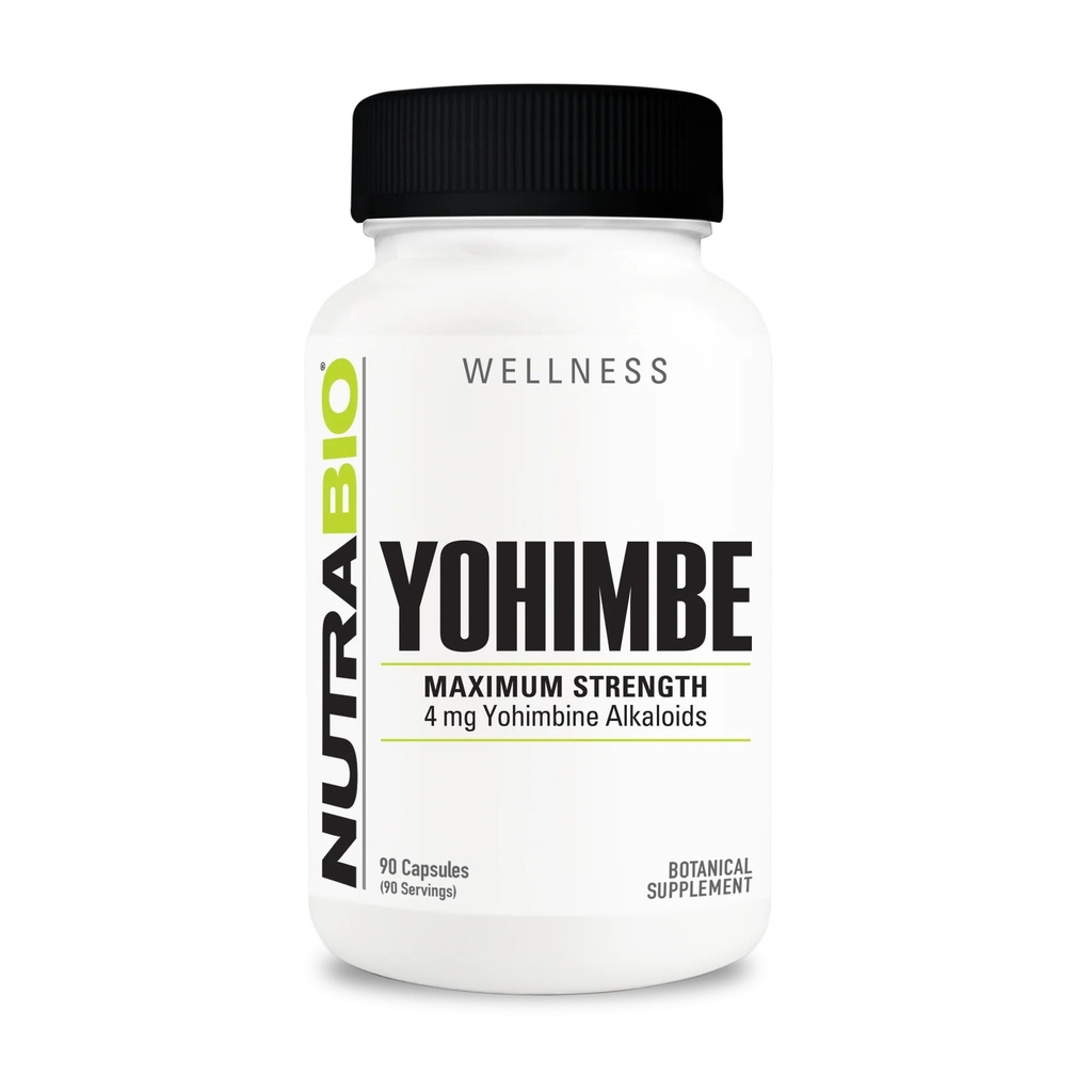 NutraBio Yohimbe Bark Extract Supplement for Men and Women, 4mg, 90 Zeleninové kapsule