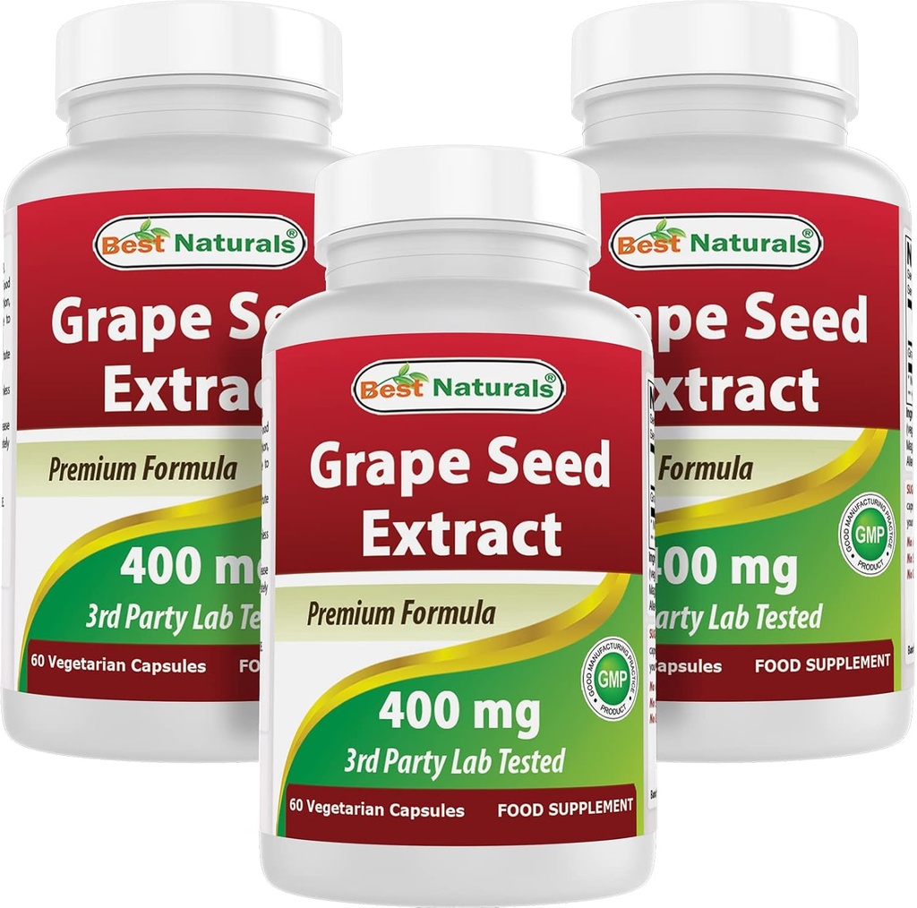 Najlepšie Naturals Grape Seed Extract 400 mg 120 vkaps (120 Počet (Pack of 3))