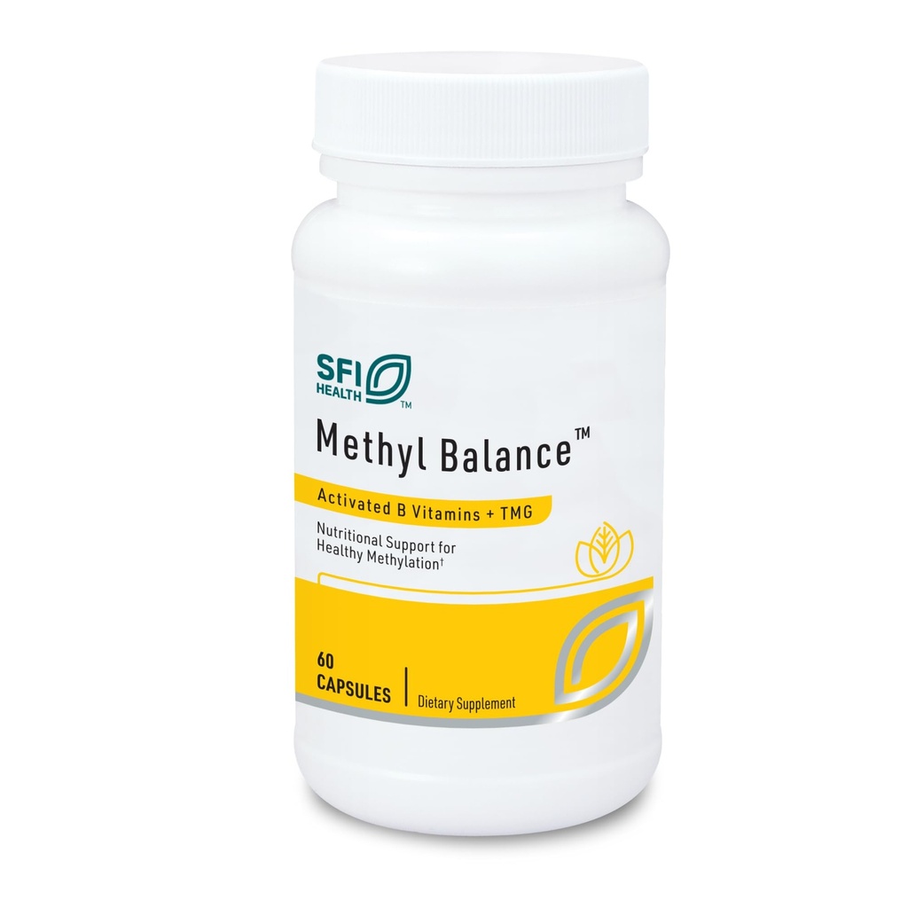 Klaire Labs SFI Health Metyl Balance - Aktivovaný vitamín B + Trimetyglycín Supplement - Metafolín Metylfolát, Betaín TMG, vitamín B2, B6 & 12 - Podpora Zdravé energetické hladiny (60 kapsúl)