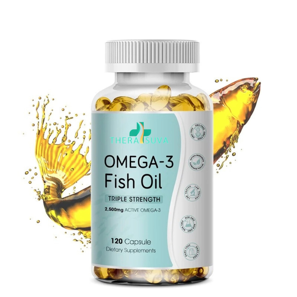 Triple Strength Wild Aljašský Omega-3 2500mg + EPA 1,300mg + DHA 1200mg, Supplement for Heart and Joint Health, 120 Softgels 60 Day Supply
