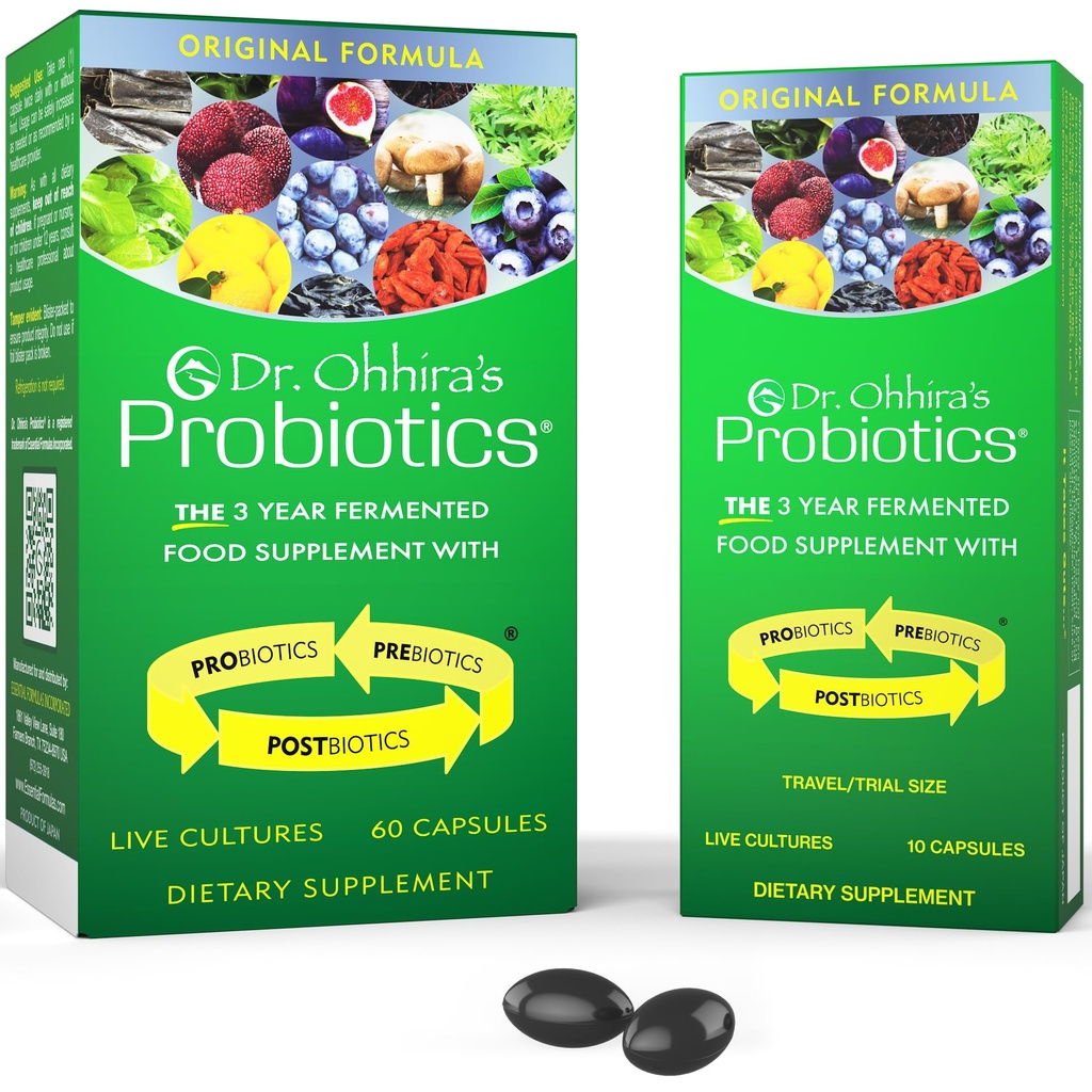 Dr. Ohhira Probiotiká, Originálna formula, 60 Caps s Bonus 10 Kapsule Cestovné balenie - 13 Probiotické kmeňe s Prebiotiká a Postbiotiká