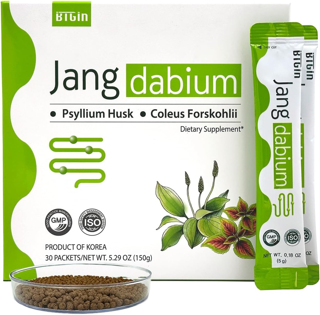 Psyllium Husk Fiber,Coleus Forskohlii,Fish Collagen Supplement for Digestive Health, Weight Management Colon Cleanse, Jangdabium 30 Packets