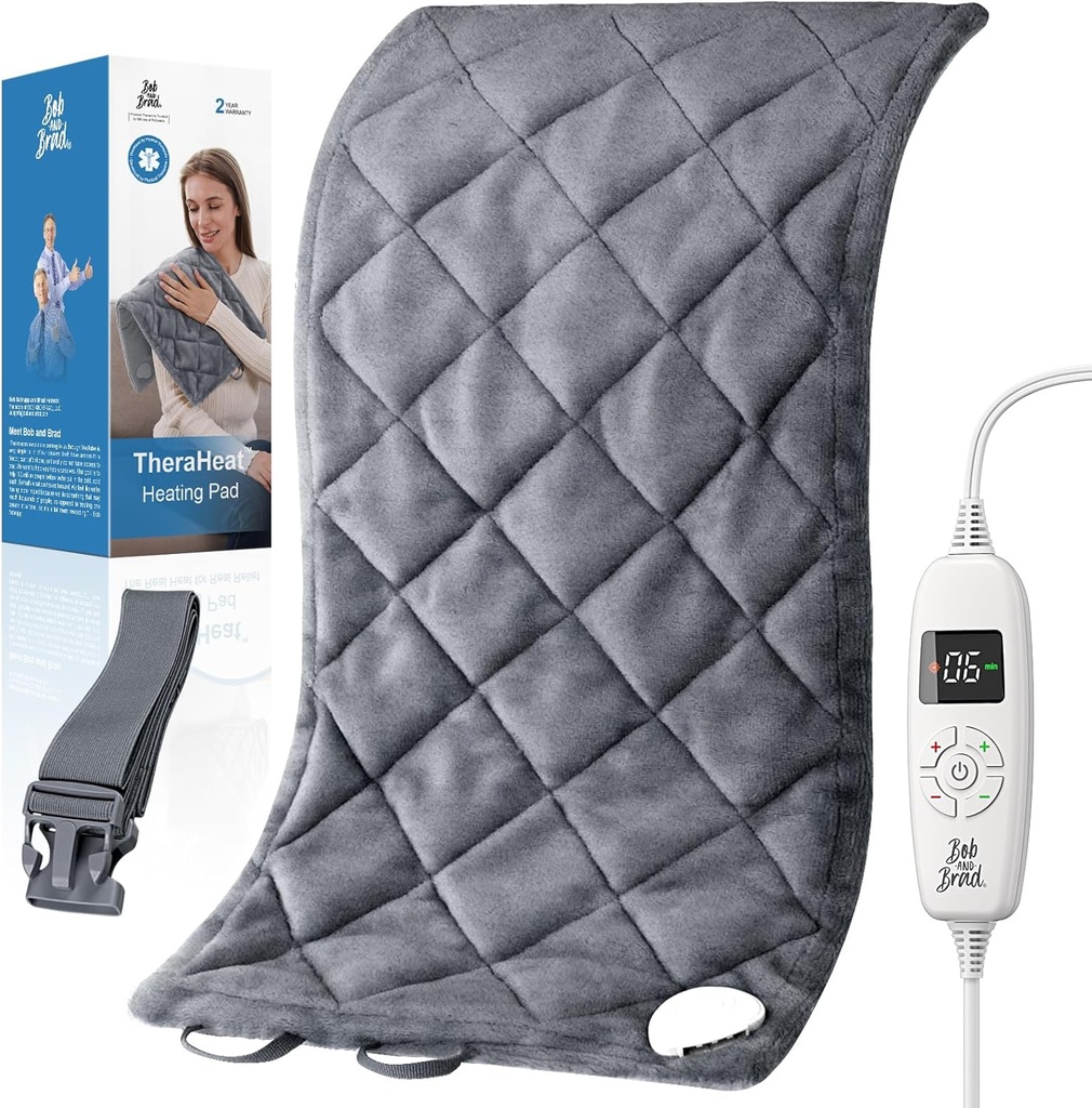 BOB A BRAD Váha Kúrenie Pad s Ďaleko infračervené teplo, Veľké Kúrenie Pad pre telo späť hlboké svalovej bolesti Relief, Darček pre rodiny mužov, ETL Certified 2,4lbs, 12"x24" (Grey)