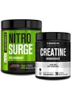 Jacked Factory NITROSURGE Doplnky pre prácu - Intenzívne čerpadlá (30 Servis, Vodný melón) & Kreatín Monohydrát Powder for Muscle Growth (30 Servírovanie, bez príchute)