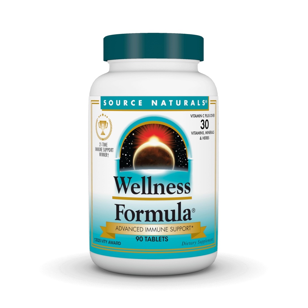 Zdroj Naturals Wellness Formula Bio-Znížené vitamíny a bylinná obrana - Imunitný systém Suplement & Imunity Booster* - 90 Počet