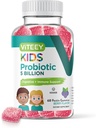 Viteey Probiotické Gummy pre deti - 5 miliárd CFU - Probiotiká Detské zápcha Relief, Prírodné imunitné a trávne zdravie Podpora - Vegetarián, Želatína zadarmo, GMO zadarmo - Chutný Berry Ochutené Gummy