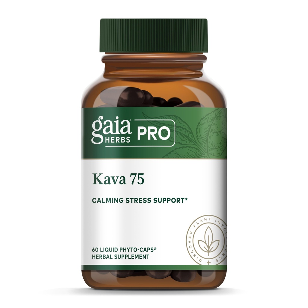 Gaia byliny PRO Kava 75 - Podpora stresu doplnok - Pomáha pocit pokoja a relaxácie - 60 Liquid Phyto-Caps