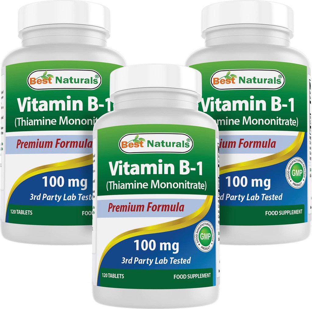 Najlepšie prírodné vitamín B1 ako tiamín mononitrát 100 mg tablety (120 počet (Pack of 3))