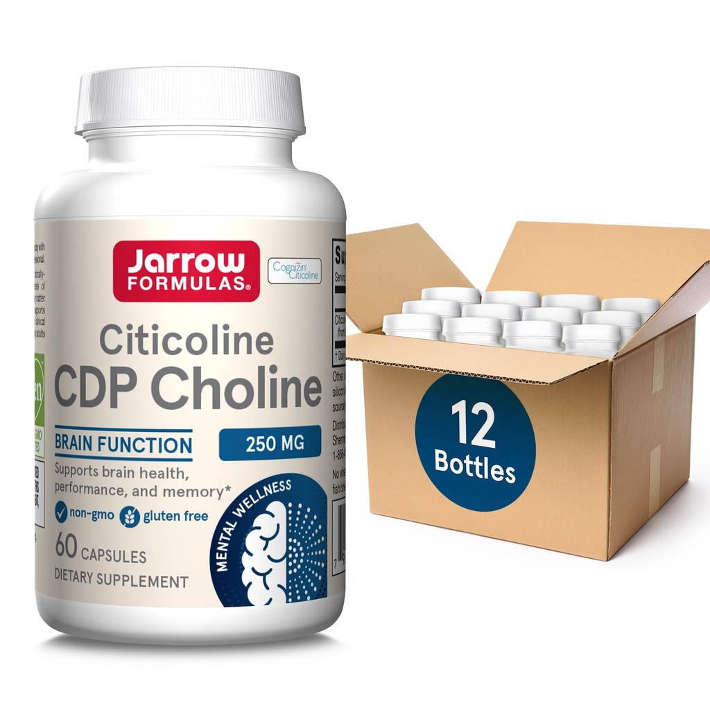 Jarrow Formula Citicoline CDP Choline 250 MG, CDP Choline Supplement podporuje zdravie mozgu, výkon a pamäť, 60 kapsúl, až 60 dní (Stock 12)