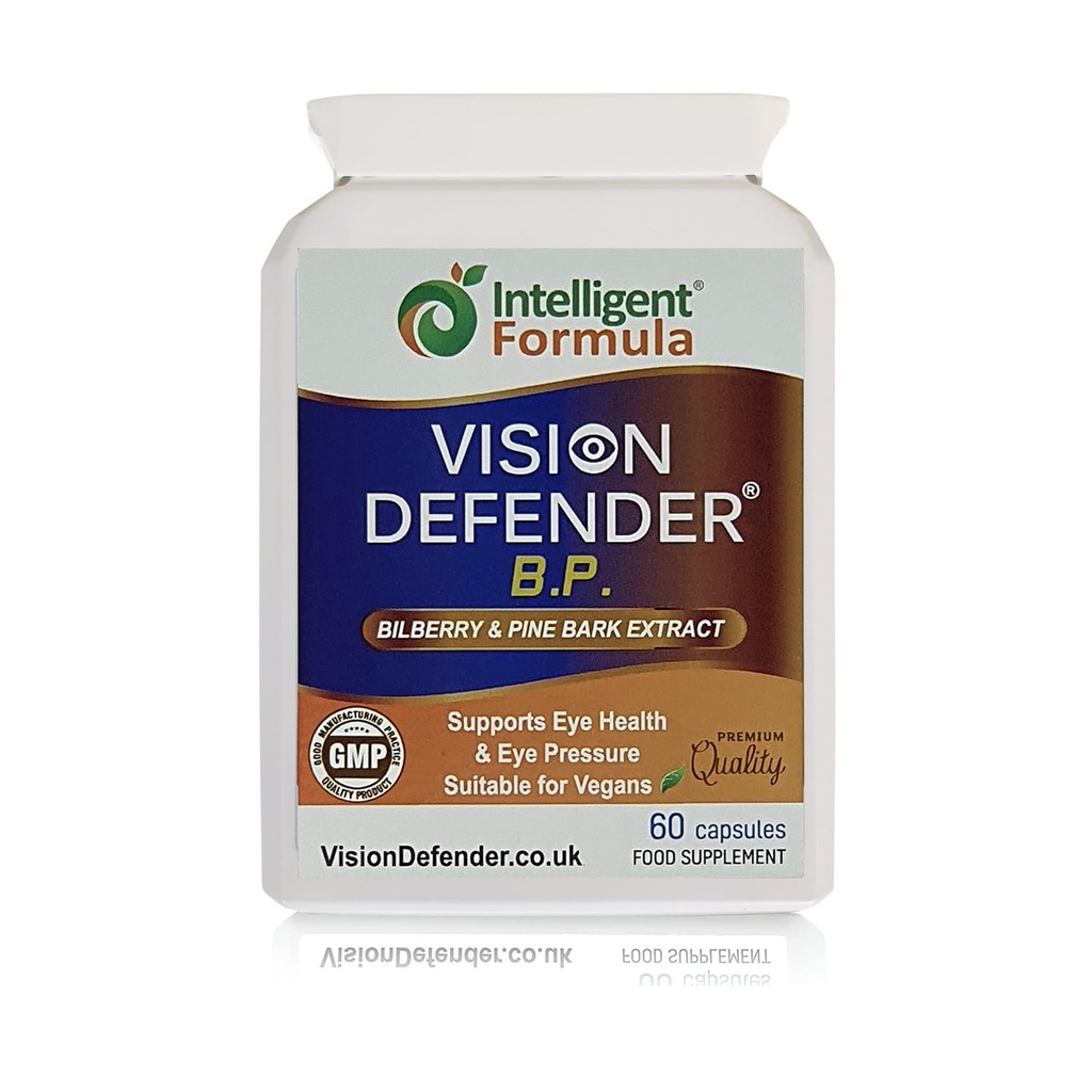 Vision Defender BP Eye Supplement: Čučoriedkové a píniové extrakty pre očný tlak a podporu zdravia očí (60 vegánskych kapsúl)