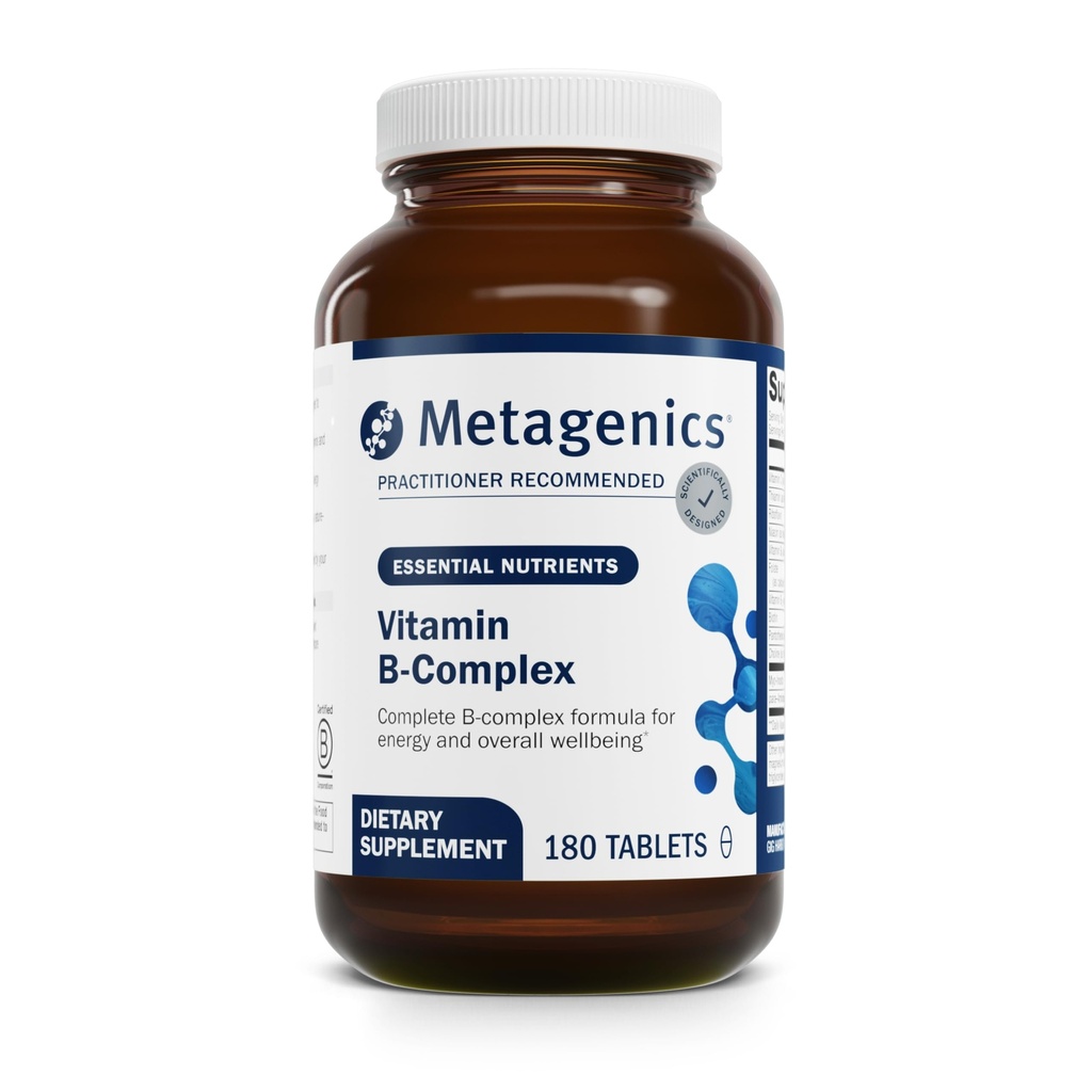 Metagenics Vitamín B- Complex - Active B6 & B12 Vitamíny s folátom - podporuje energetický metabolizmus, stresovú odpoveď, Homocysteín Balance & Nervisive System Health - Vegetarián & Gluten-free - 180 tabliet