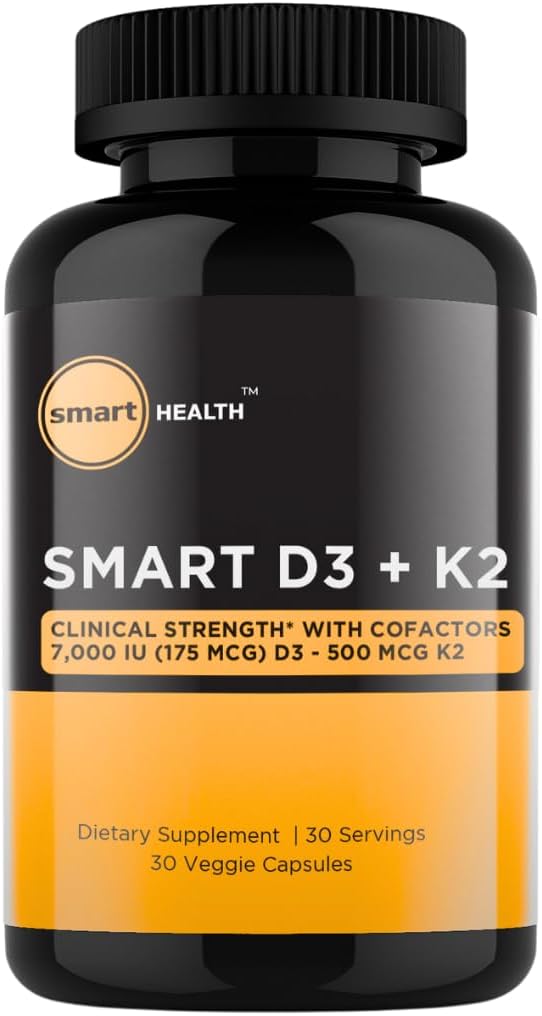 Vitamín D3 + K2 - Bone Health & Immune Support - 7000 IU (175 MCG)D3 + 500 MCG K2 - Kofaktory B6, horčík a zinok - bez lepidla, Vegan, non- GMO - Dietary Supplement - 30 Veggie Capsules