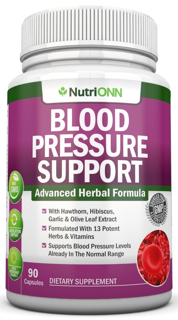 Krvný tlak podpora doplnok - 13 bylinky a vitamíny - s Hawthorn, Hibiscus, cesnak a olivový list extrakt - Prírodný doplnok pre ženy a mužov - vysoká sila kapsule - Non-GMO - 90 deň dodávky