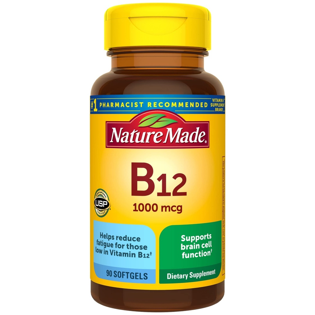 Príroda vyrobený vitamín B12 1000 mcg, Dietary Supplement for Energy Metabolizmus Support- 90 Softgels.,