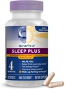 NEURIVA Sleep Plus s 4-v-1 Výhody - klinicky testované Ashwagandha, L-theanine & Melatonin - Znížiť stres, pád Asleep rýchlejšie, zlepšiť kvalitu spánku, prebudiť sa osviežiť*, 58ct Kapsule