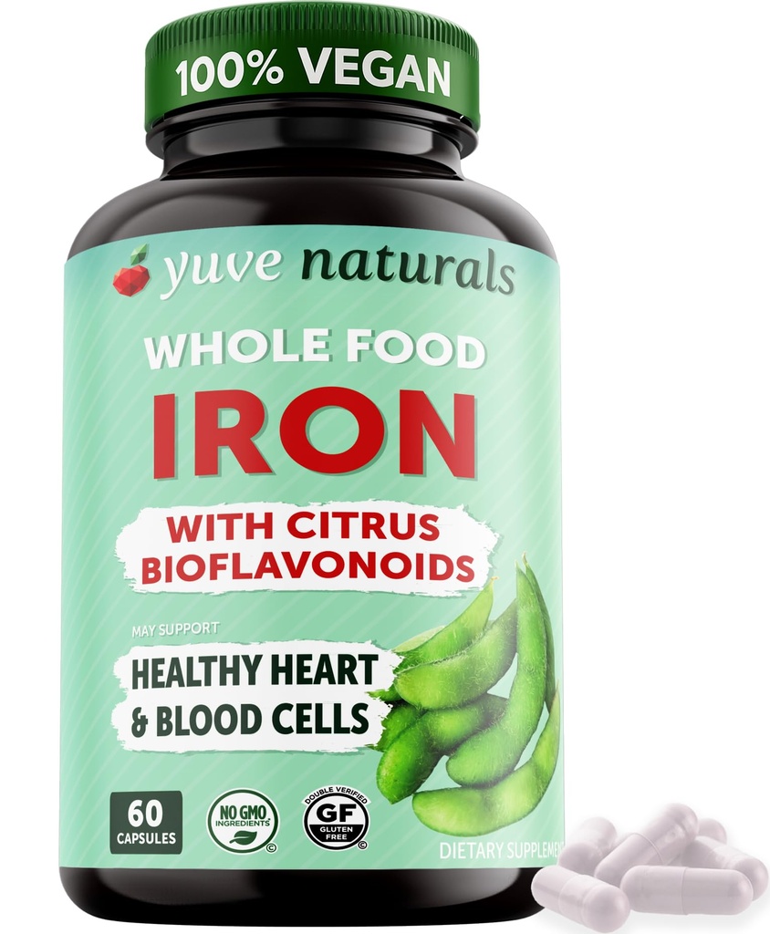 Yuve 100% Vegan celé jedlo oneskorené železo doplnok 18mg 