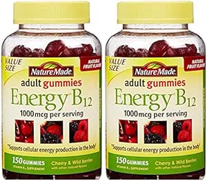 Nature Made Energy B12 dospelý Gumies 1000 mcg per Serving 150 Ct (Pack of 2)