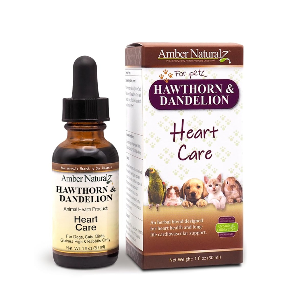 Amber NaturalZ Hawthorn & púpavkový bylinný doplnok pre psy, mačky, vtáky, králiky, a Guinea ošípané 