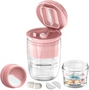Pilulky Cutter Splitter s dávkovačom, Pill Cutter pre malé alebo veľké pilulky, Crushes pilulky, vitamíny, tablety, nerezová oceľ čepeľ, odnímateľný pohár nápojov (Pink-1)