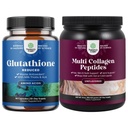 Bundle of Reduced Glutatione Supplement with Milk Thitle - 500 mg per Serving Pure L Glutatione and Multi Collagen Protein Powder - Keto Hydrolyzed Collagen Peptides Hair Skin & Nails Vitamis