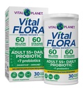 Vital Planet - Vital Flora Dospelí Viac ako 55 Denné Probiotické 60 miliárd CFU, Diverse kmene, Organické Prebiotiká, Immune and Tráviace zdravie Stabilné probiotiká pre ženy a mužov, 30 kapsúl