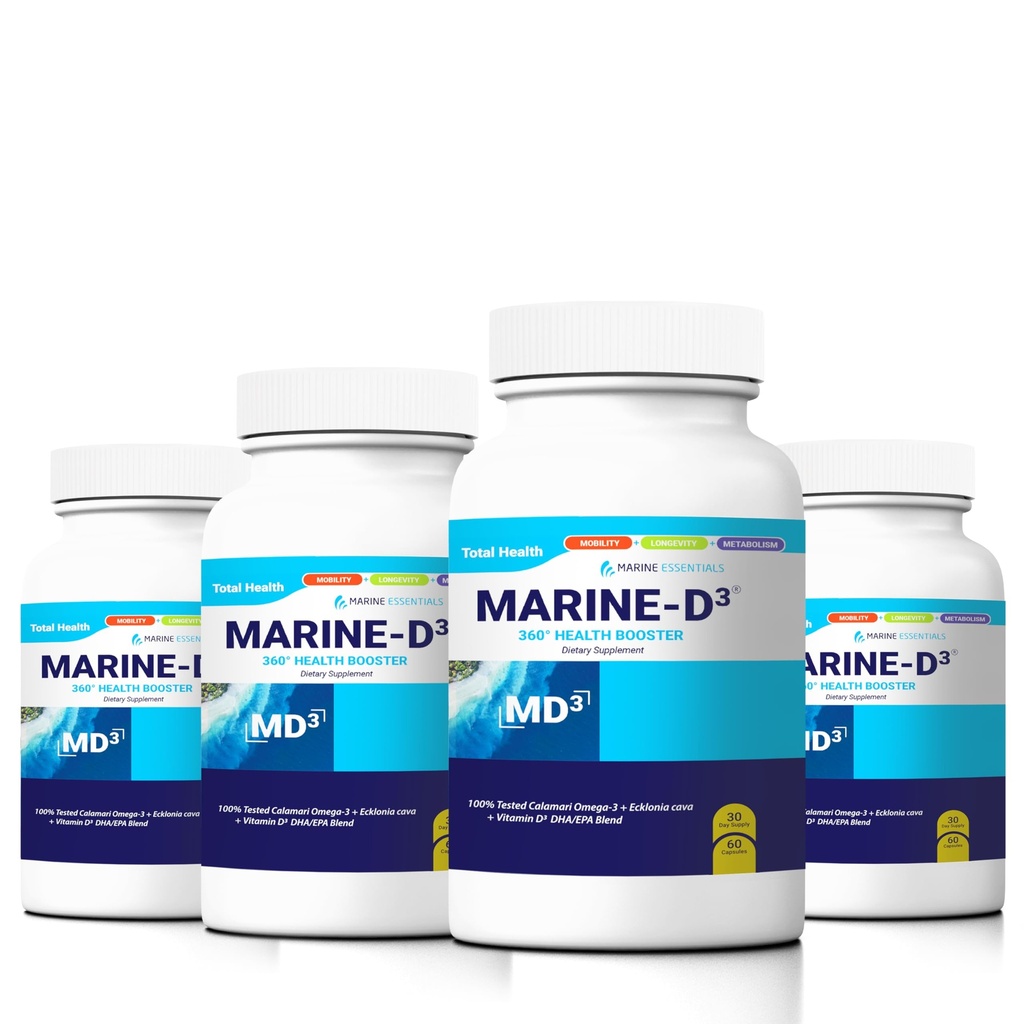Marine D3 Omega 3 Calamari Ecklonia Cava DHA (4 fľaše - 240 kapsúl)