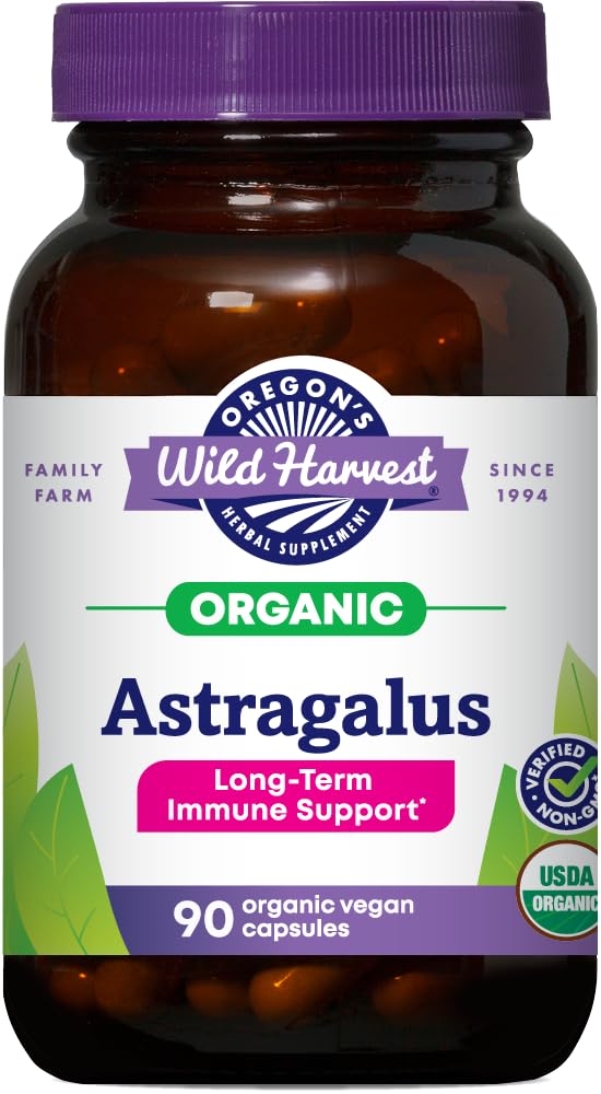 Oregon's Wild Harvest, Certified Organic Astragalus Kapsule od Imunity Support, 1125 MGS, 90 Gróf