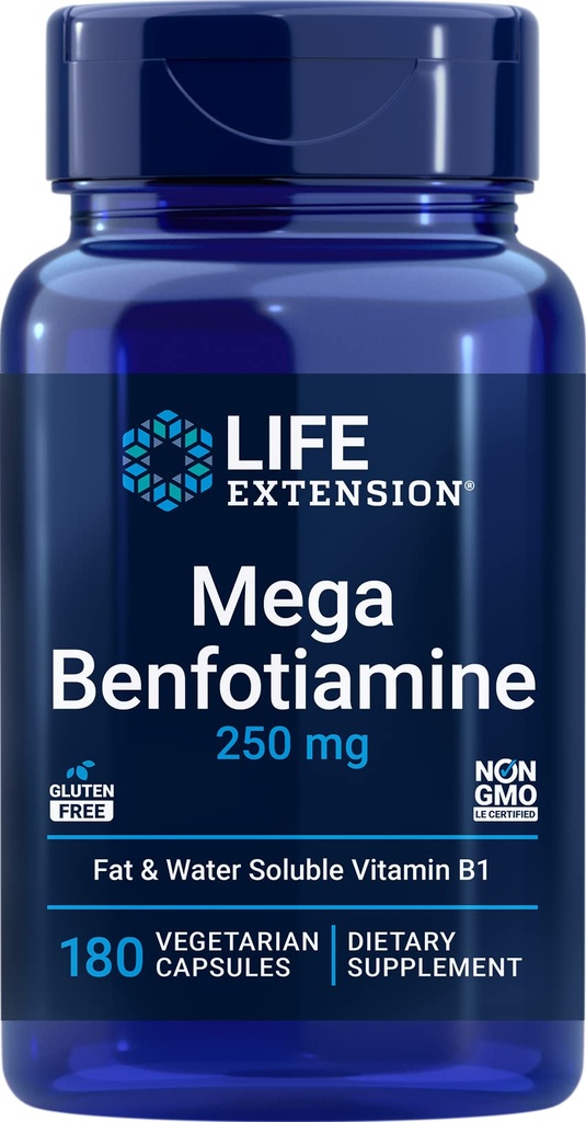 Life Extension Mega Benfotiamín, 250 mg, 180 Veg caps s tiamínom - vitamín B1 doplnok