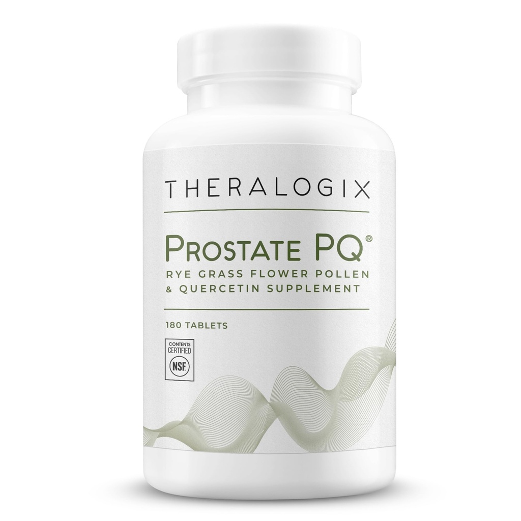 Theralogix Prostate PQ - Rye Grass Pollen Extract & Quercetin Supplement - 90-Day Supply - Antioxidant Podpora prostaty a Pelvic Health & Urinary Tract Funkcia* - NSF Certified - 180 Tablety