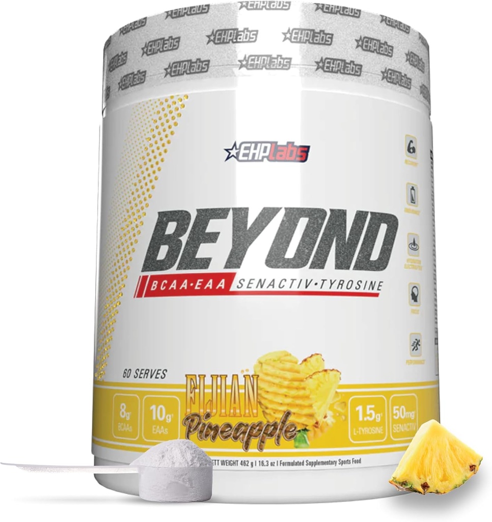 EHP Labs Beyond BCAA Powder Amino Acides Post Workout Recovery - BCAA Essential Amino Acides EAA Supplements Powder - 10g Amino Acids Supplement for Muscle Recovery, 60 Servings (Fijský ananás)