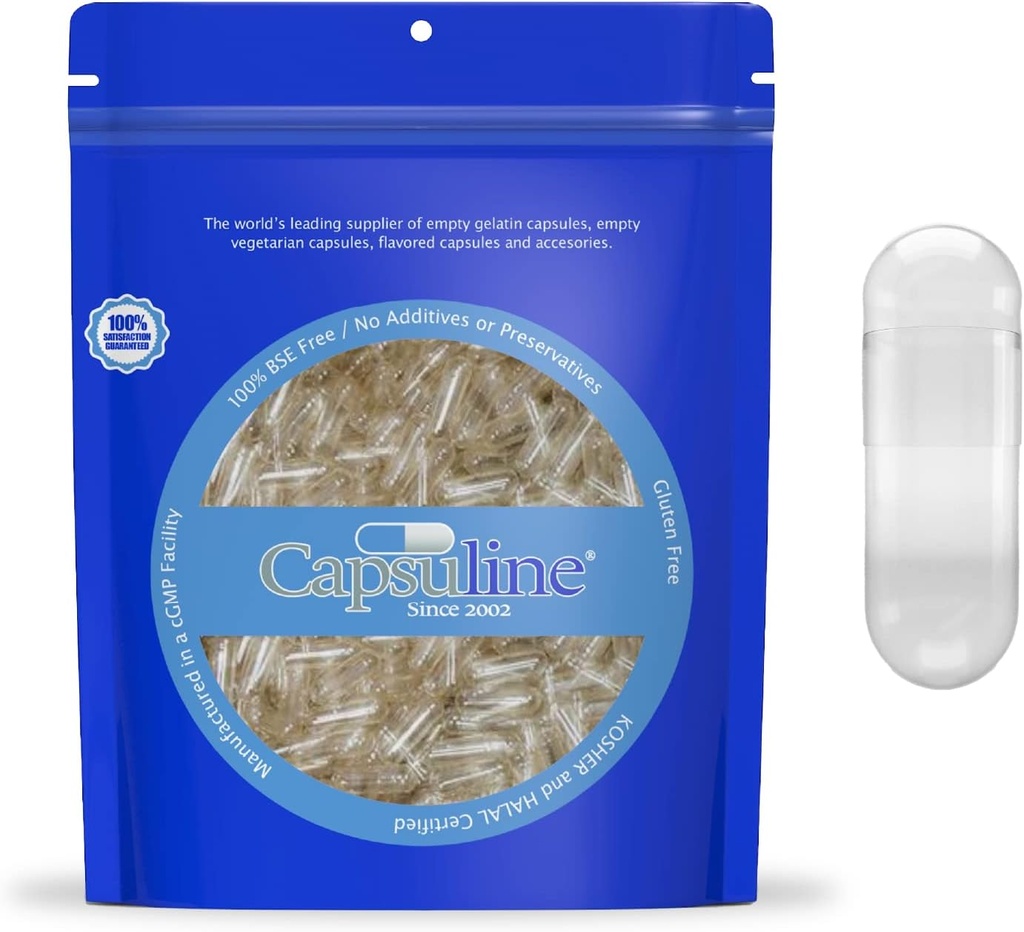 Kapsula Veľkosť 0 Želatína Prázdne Kapsule, 50000 Počet, Prázdne Gel Pill Kapsule, DIY Pure Bovine Pill Capsule Plnenie, Prázdne Caps, Kosher, Gluten zadarmo a non-GMO Certified, Clear