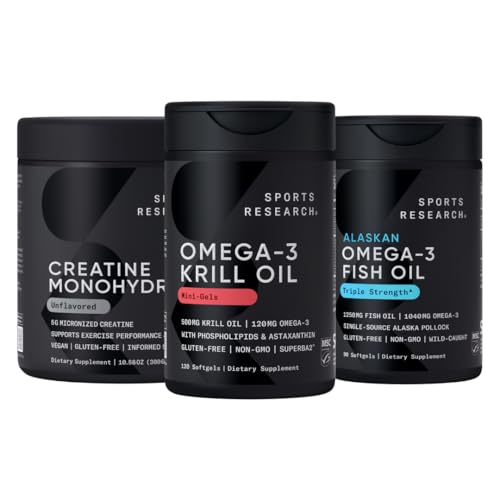 Športový výskum Kreatinný monohydrát Vylepšený Omega Power House Antarktída Krill & Fish Oil s trojitou silou EPA DHA a fosfolipidy, Choline & Astaxantin - Fit pre majstrov