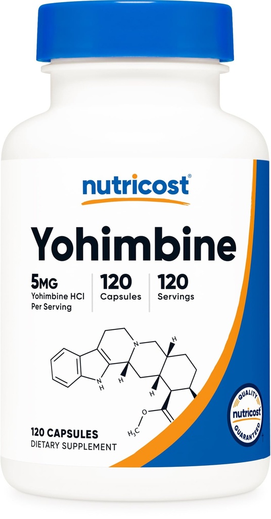 Nutricost Yohimbine HCl 5mg, 120 Kapsule - Bezlepkové a non-GMO