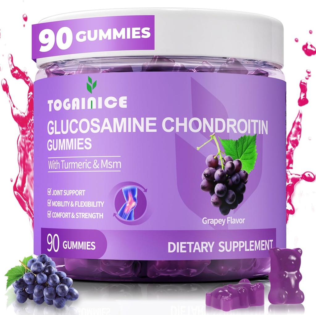 Spoločná podpora Gumies s Glukozamín Chondroitín, bez cukru, 1500 mg Extra sila s MSM & Turmerica (90 Počet)