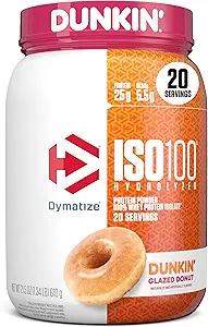 Dymatizácia x Dunkin' Glazed Donut ISO100 Srvátkový proteínový prášok, 25 g proteínu, 5,5 g BCAA, 120 kalov, bez lepidla, 1g tuku, 1g cukru, 2g Carb (20 porcií)