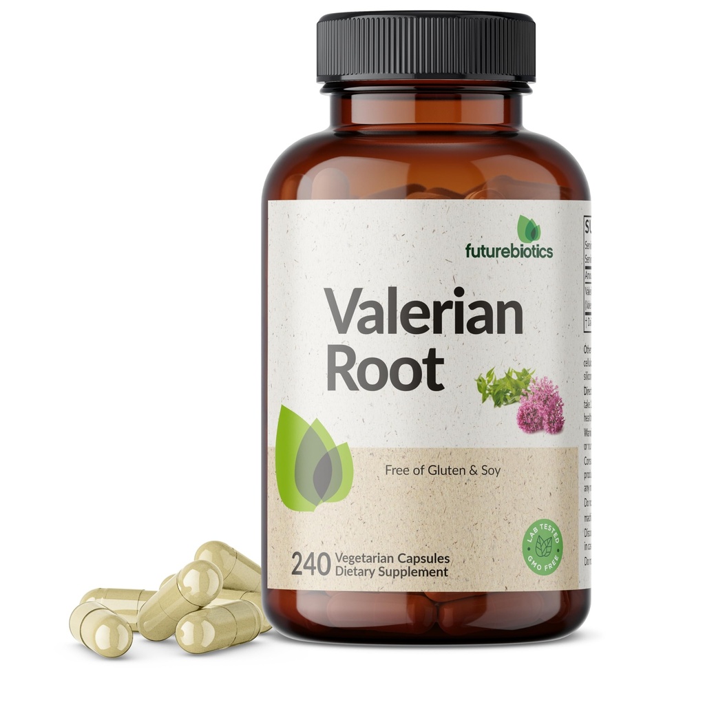 Futurebiotiká Valerián Root 1200 MG Podporuje uvoľnenie Non- GMO, 240 Vegetariánske kapsuly