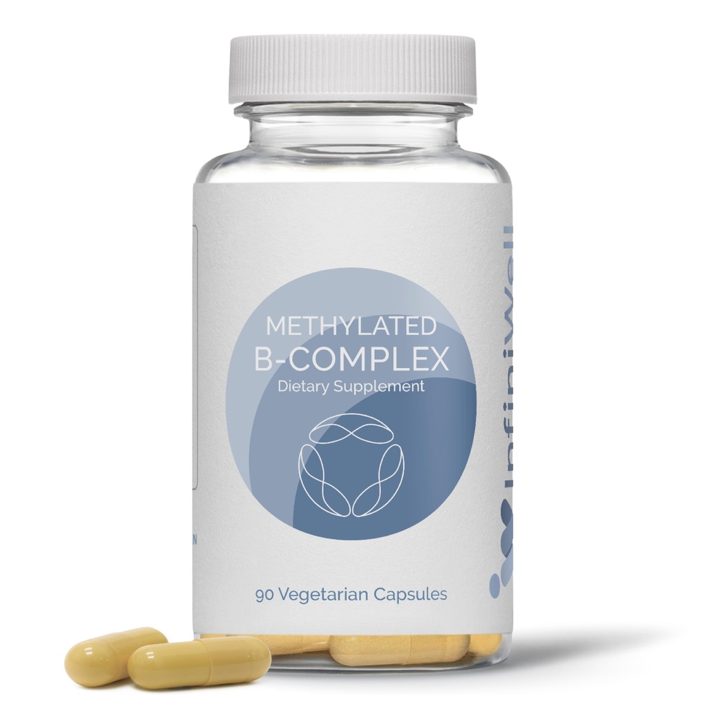 InfiniWell Metylated B Complex - Metylovaný multivitamín s B vitamínmi - vysoká potencie, aktívne formy pre nervový systém, imunitné a adrenálne zdravie - podporuje zdravú metyláciu (90 kapsúl)
