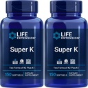 Predĺženie života Super K, 150 Softgels (Pack of 2) s vitamínmi K a K2