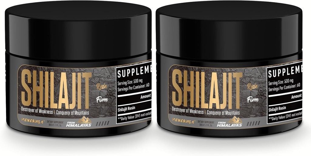 Shilajit Resin - Organic Shilajit Resin tretej strany testované bohaté na 85+ Trace Minerals, Gold Grade Himalayan Pure Shiljait for Energy (1 Fl Oz (Pack of 2))