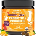 Llama Naturals Kids Probiotiká s prebiotickými Fiber, Vegan, Organic Prebiotiká a probiotiká Gummy pre podporu zdravia Gut, Batoľa skutočné ovocie Gummy vitamíny, žiadny pridaný cukor trstiny, Peach Mango, 120 Ct