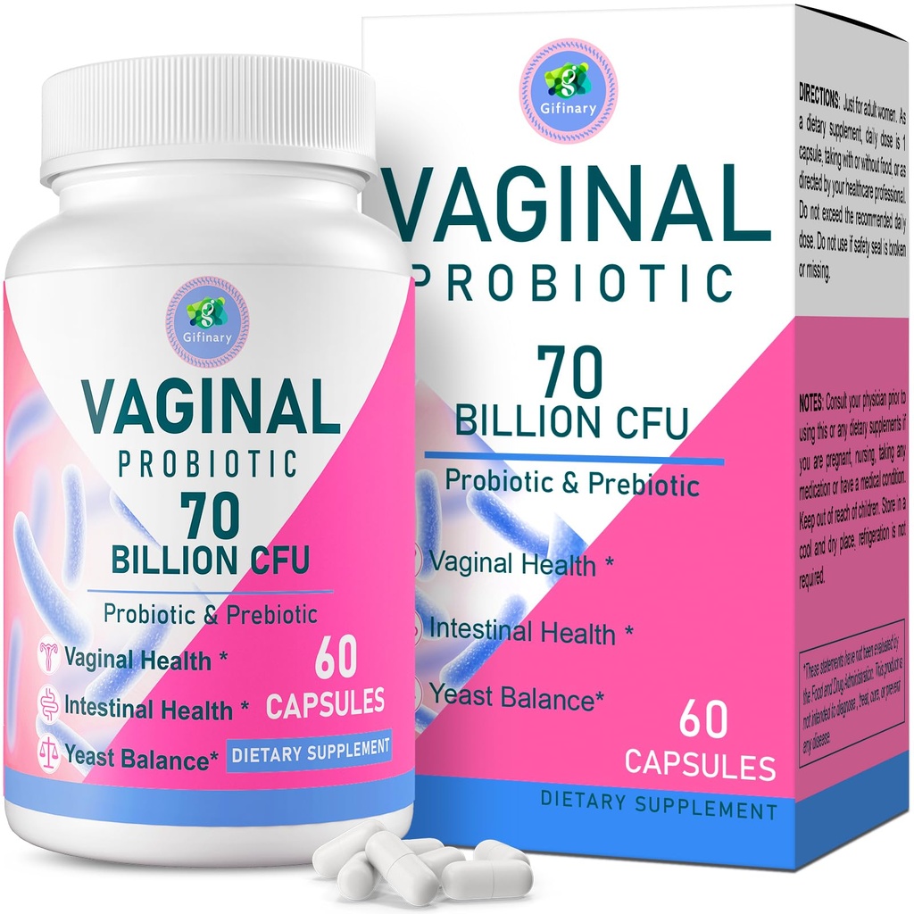 Vaginálne probiotiká, PH Balance for Women, 70 miliárd CFUs Ženy Probiotiká pre Vaginálne zdravie, močové, Odor Control, Flor, Ph Balance & Hormone, s Prebiotic & D- Mannose - Stabilné police, 60 Caps