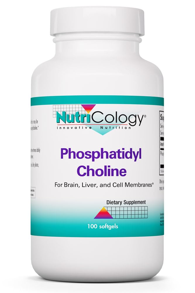 Nutricology Fosfatidyl Choline Supplement - Lecitín Kapsule, Tráviace enzýmy pre pečeň, Fat Digestion Support, Cholín Doplnky pre Mastné pečeň, 1540mg Softgels - 100 Počet
