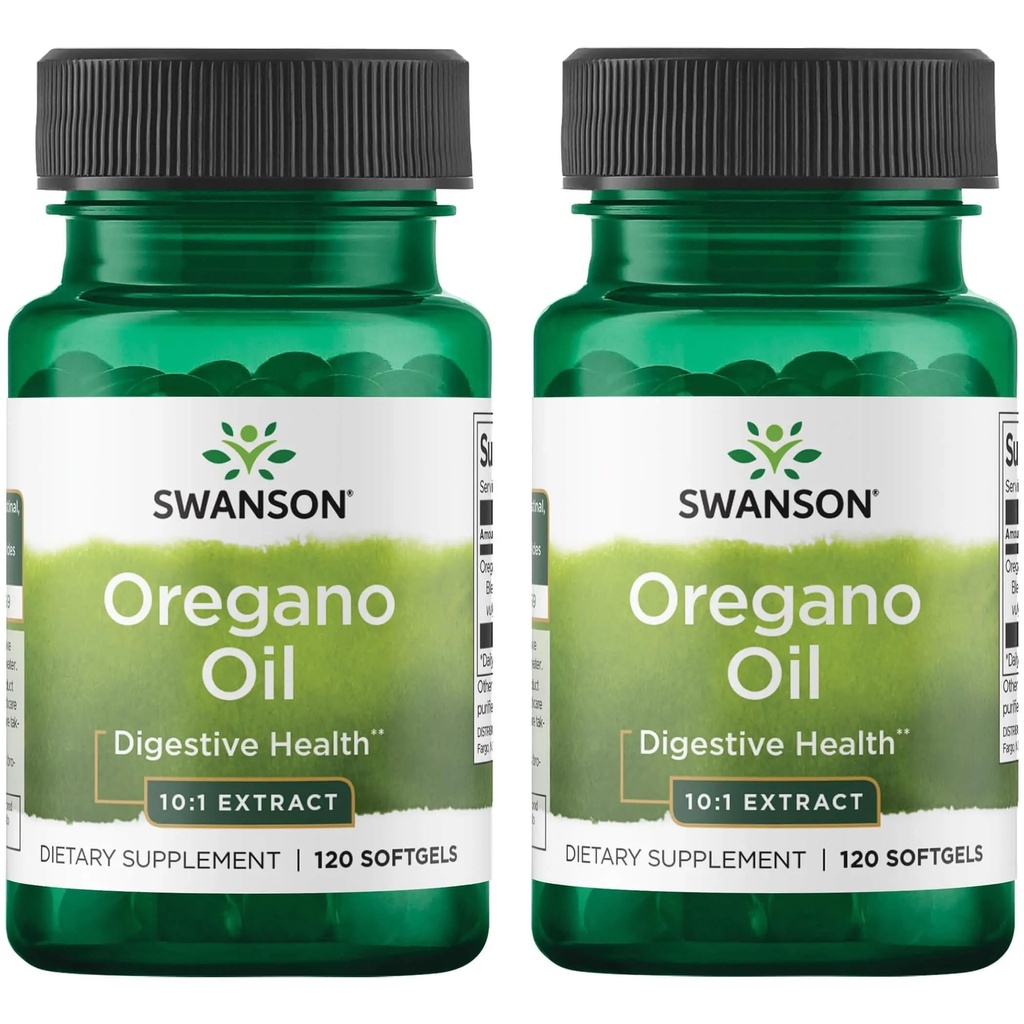 Swanson Oregano Oil 10:1 extrakt - Natural Supplement Propagation Digestive Health & Respiration Support - Podpora Gastrointestinálneho systému a močových ciest zdravie - (120 Softgels, 150mg Each) (2 balenie)